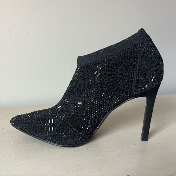 Thalia Sodi Karmen Black Embellished Heeled Booties size 5, fits like a 6 - Picture 2 of 11